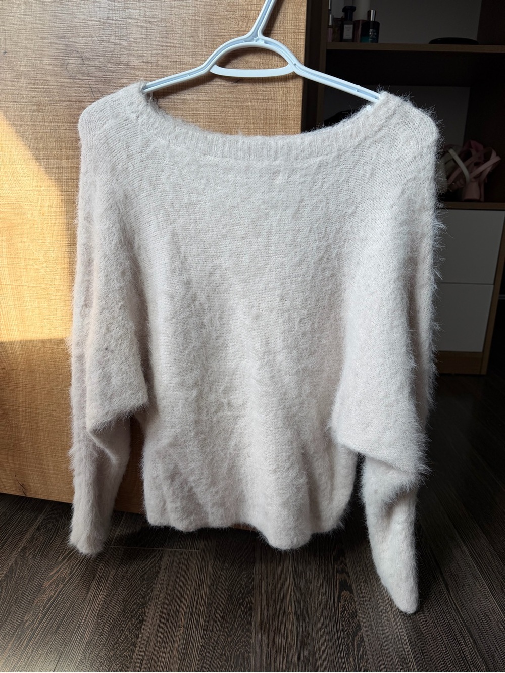 Soft Fuzzy Crewneck Sweater in White
